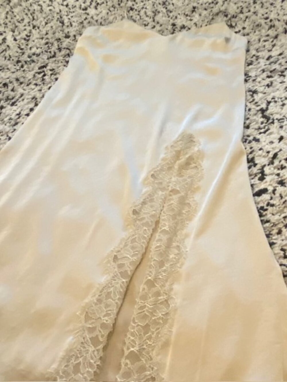 Wilfred Aritzia Satin Slip Dress with Lace Medium Midi Pale Gold - Picture 9 of 16